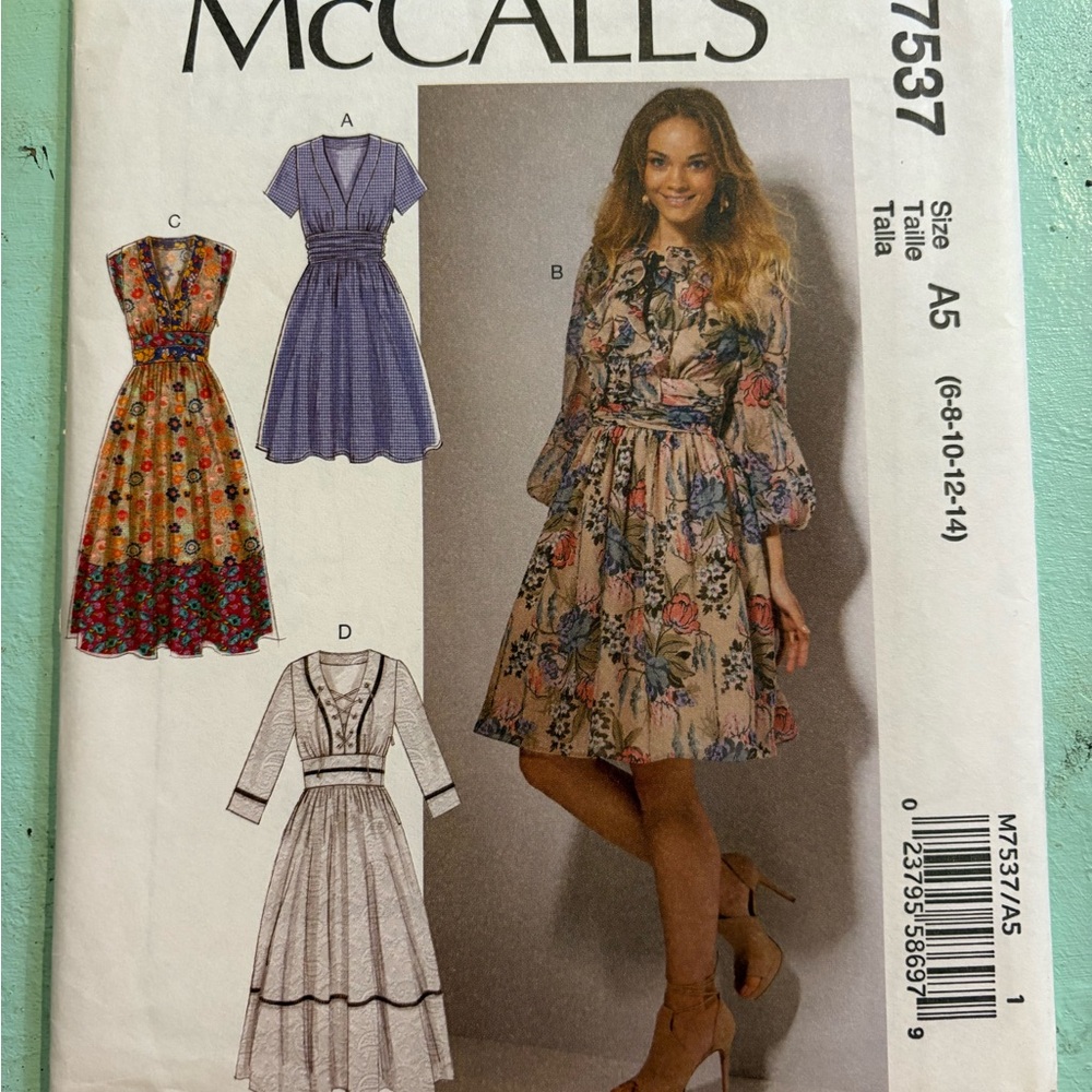McCall’s M7537 Cinched Waist Dresses Sewing Patterns Uncut